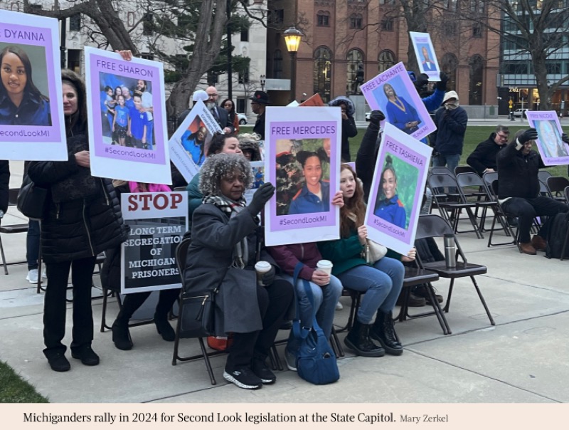 Michiganders rally in 2024 for Second Look legislation at the State Capitol.