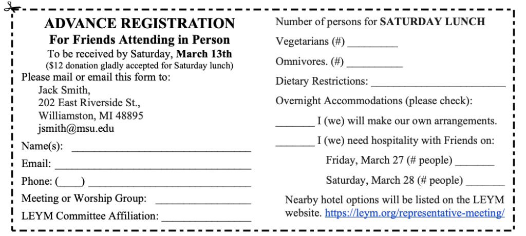 Registration form for in-person participants.